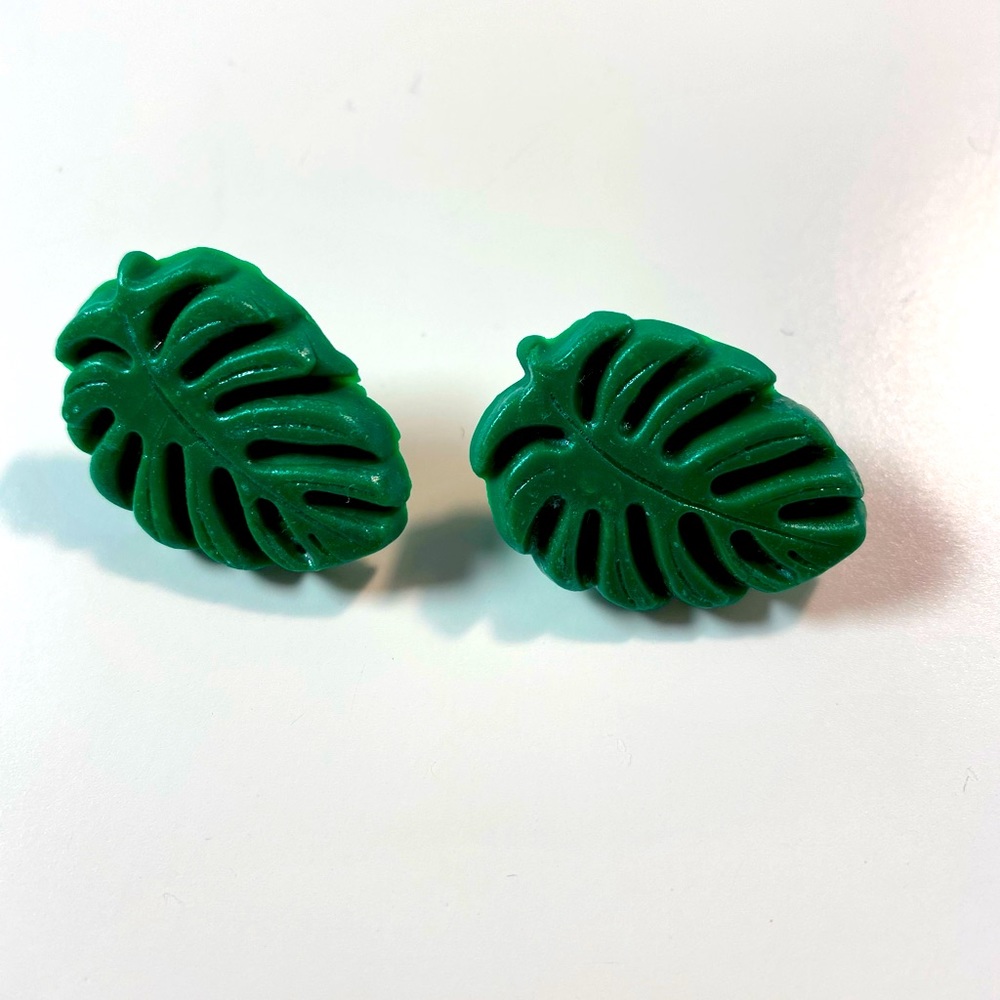 Polymer Clay Monstera Earrings